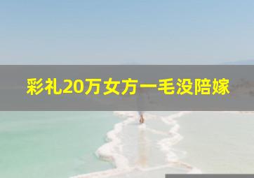 彩礼20万女方一毛没陪嫁