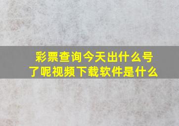 彩票查询今天出什么号了呢视频下载软件是什么