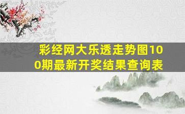 彩经网大乐透走势图100期最新开奖结果查询表