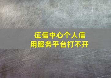 征信中心个人信用服务平台打不开