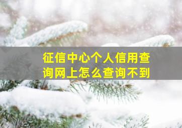 征信中心个人信用查询网上怎么查询不到