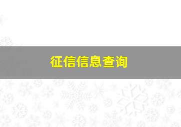 征信信息查询