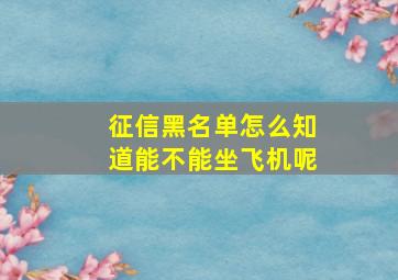 征信黑名单怎么知道能不能坐飞机呢