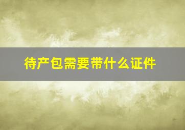 待产包需要带什么证件