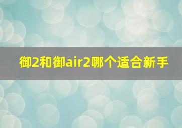 御2和御air2哪个适合新手