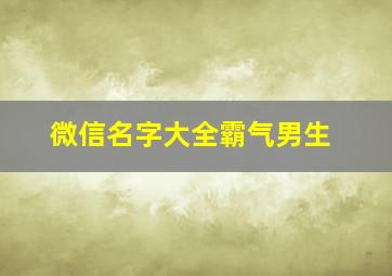 微信名字大全霸气男生