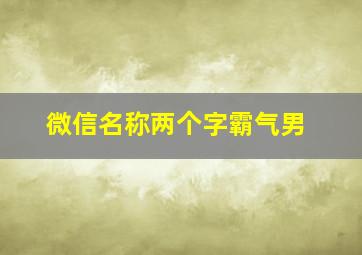 微信名称两个字霸气男