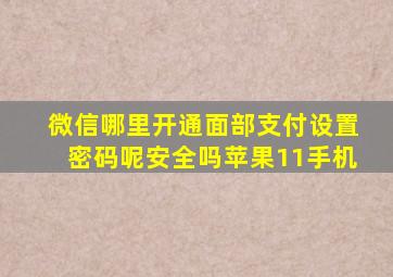 微信哪里开通面部支付设置密码呢安全吗苹果11手机