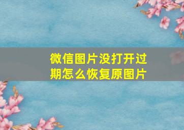 微信图片没打开过期怎么恢复原图片