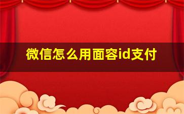 微信怎么用面容id支付