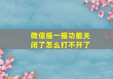 微信摇一摇功能关闭了怎么打不开了