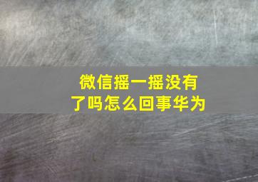 微信摇一摇没有了吗怎么回事华为