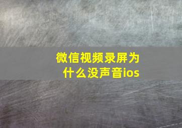 微信视频录屏为什么没声音ios