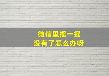 微信里摇一摇没有了怎么办呀