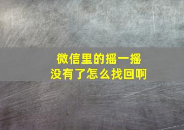 微信里的摇一摇没有了怎么找回啊