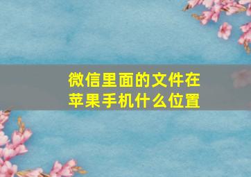 微信里面的文件在苹果手机什么位置