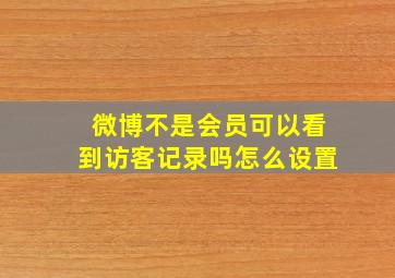 微博不是会员可以看到访客记录吗怎么设置