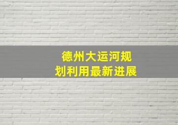 德州大运河规划利用最新进展