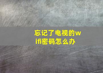 忘记了电视的wifi密码怎么办