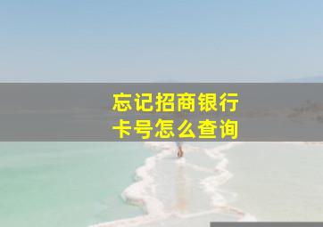 忘记招商银行卡号怎么查询