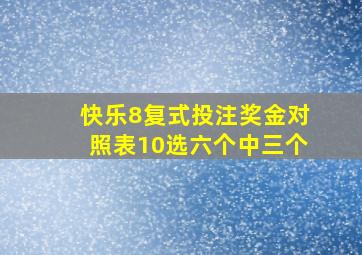 快乐8复式投注奖金对照表10选六个中三个