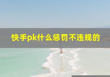 快手pk什么惩罚不违规的