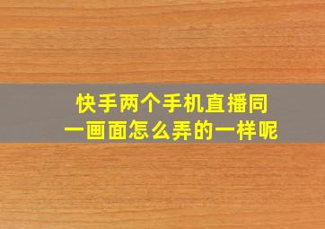 快手两个手机直播同一画面怎么弄的一样呢