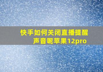 快手如何关闭直播提醒声音呢苹果12pro