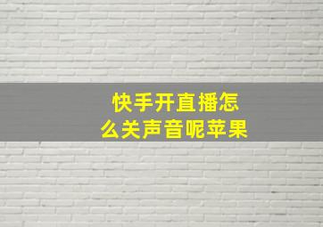 快手开直播怎么关声音呢苹果