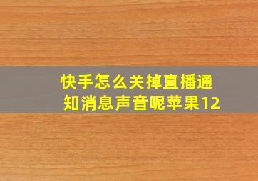 快手怎么关掉直播通知消息声音呢苹果12