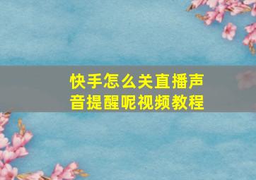 快手怎么关直播声音提醒呢视频教程