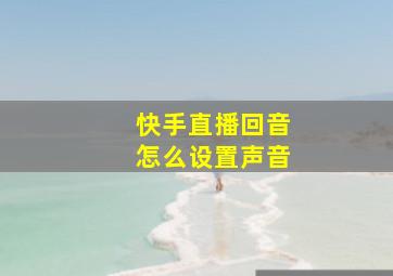 快手直播回音怎么设置声音