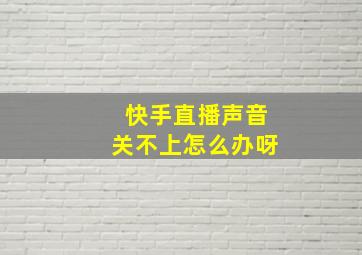 快手直播声音关不上怎么办呀