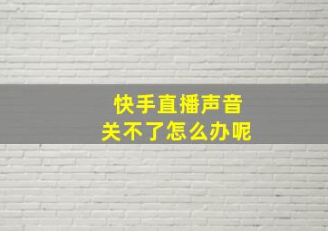 快手直播声音关不了怎么办呢