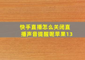 快手直播怎么关闭直播声音提醒呢苹果13