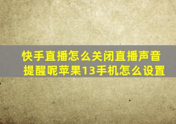 快手直播怎么关闭直播声音提醒呢苹果13手机怎么设置