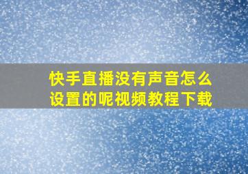 快手直播没有声音怎么设置的呢视频教程下载