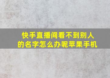 快手直播间看不到别人的名字怎么办呢苹果手机