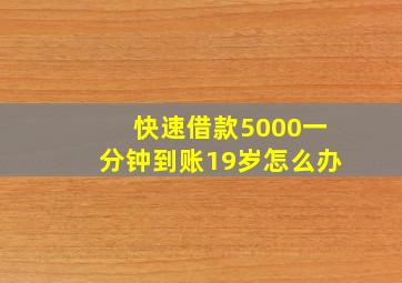 快速借款5000一分钟到账19岁怎么办