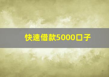 快速借款5000口子