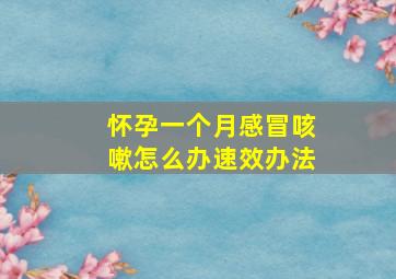 怀孕一个月感冒咳嗽怎么办速效办法