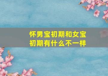 怀男宝初期和女宝初期有什么不一样