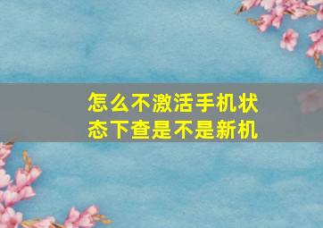 怎么不激活手机状态下查是不是新机