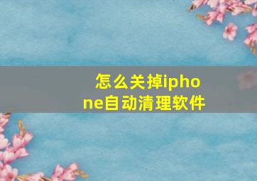 怎么关掉iphone自动清理软件