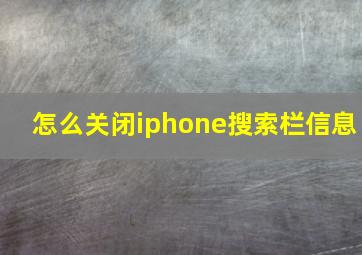 怎么关闭iphone搜索栏信息