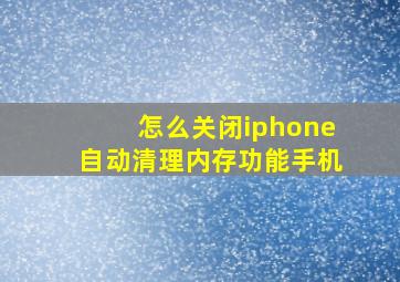 怎么关闭iphone自动清理内存功能手机