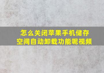 怎么关闭苹果手机储存空间自动卸载功能呢视频