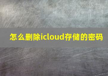 怎么删除icloud存储的密码