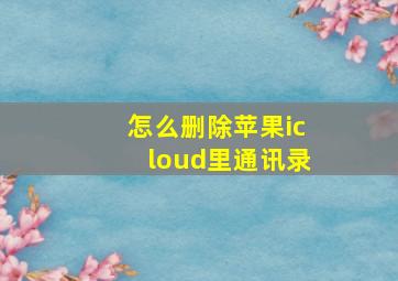 怎么删除苹果icloud里通讯录