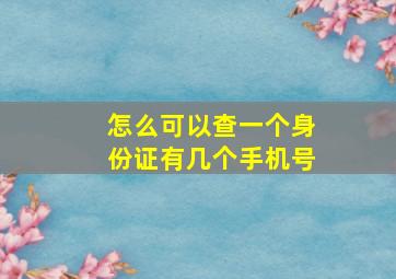 怎么可以查一个身份证有几个手机号